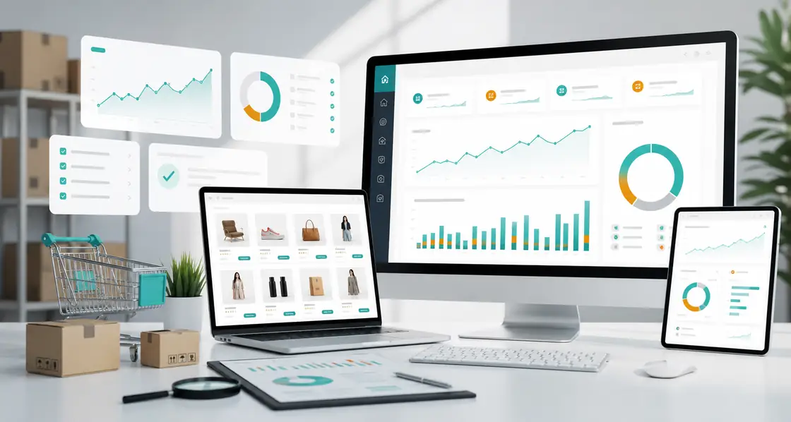 Ecommerce SEO dashboard showing product rankings, analytics, and organic revenue growth